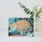 Katze und indisches Elefantendesign Postkarte (Stehend Vorderseite)