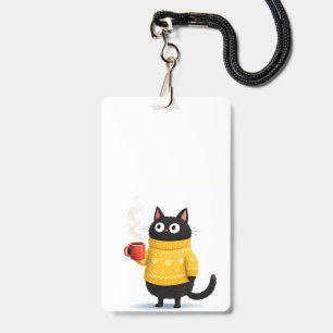 Katze und Kaffee-Abzeichen Ausweis