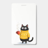 Katze und Kaffee-Abzeichen Ausweis (Vorderseite)