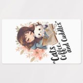 Katze und Kaffee Etiketten (Design 1)