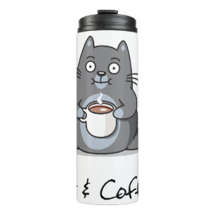 Katze und Kaffee Thermosbecher