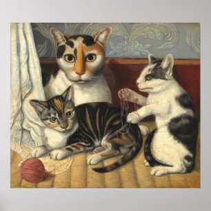 Katze und Kätzchen - Amerikanisches feines Kunstpl Poster