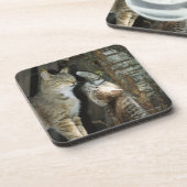 Katze und Kätzchen durch Baum Untersetzer (Linke Seite)