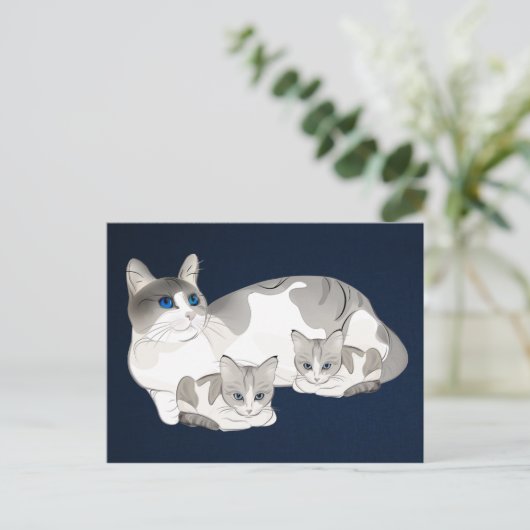 Katze und Kätzchen Postkarte (Stehend Vorderseite)