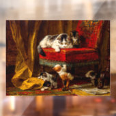 Katze und Kätzchen spielen mit Stuhl Fensteraufkleber (Blatt 2)