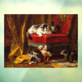 Katze und Kätzchen spielen mit Stuhl Fensteraufkleber (Blatt 3)