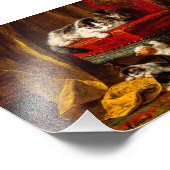 Katze und Kätzchen spielen mit Stuhl Fotodruck (Ecke)