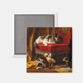 Katze und Kätzchen spielen mit Stuhl Magnet (Vorderseite/Rückseite)