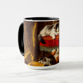 Katze und Kätzchen spielen mit Stuhl Tasse (Vorderseite Links)