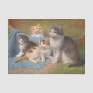 Katze und Kätzchen Wilhelm Schwar Kunst Seidenpapier