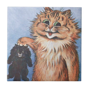 Katze und Kittens, Louis Wain Fliese