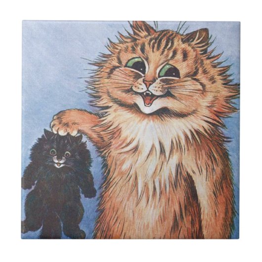 Katze und Kittens, Louis Wain Fliese (Vorderseite)