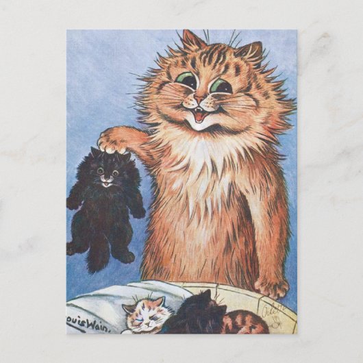 Katze und Kittens, Louis Wain Postkarte (Vorderseite)