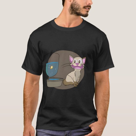Katze und kleiner Fisch T-Shirt (Vorderseite)