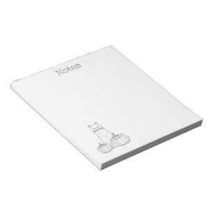 Katze und Kürbisse Einfache Minimale Linienkunst H Notizblock