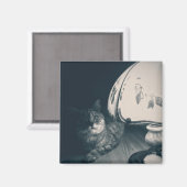 Katze- und Lampennoir-Style-Fotografie Magnet (Vorderseite/Rückseite)