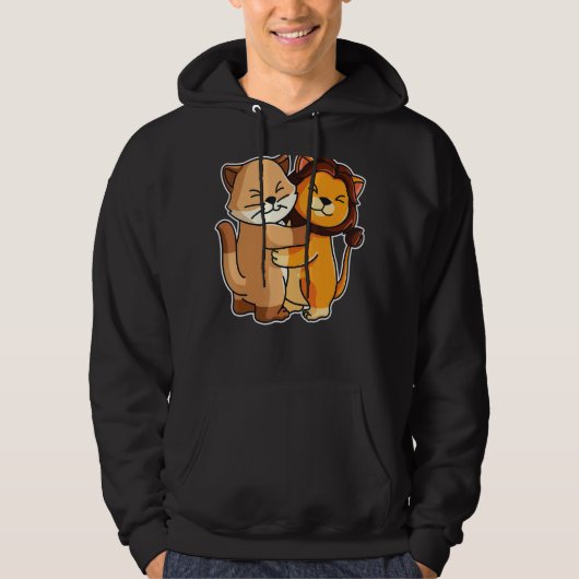 Katze und Löwe Niedliche Kätzchen umarmende Tiere Hoodie (Vorderseite)