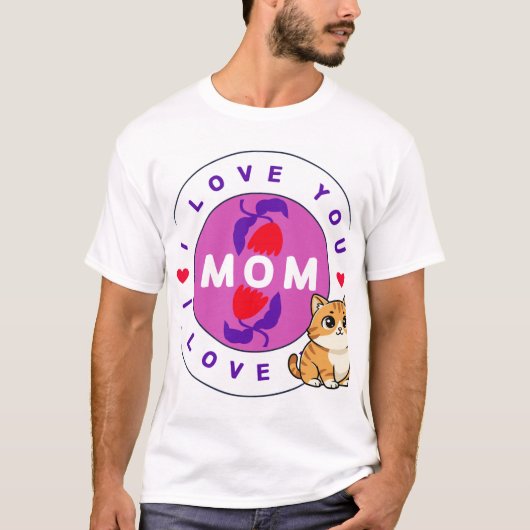 Katze und Mama Design T-Shirt (Vorderseite)