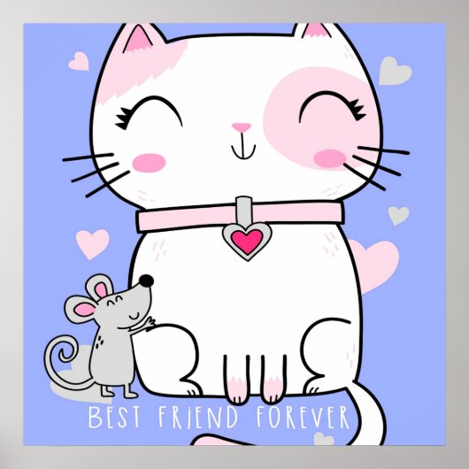 Katze und Maus Beste Freunde, Funny Cat Kitten Ges Poster (Vorne)