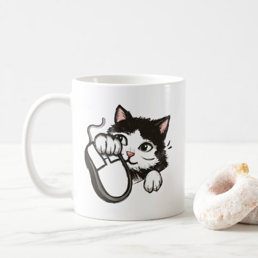Katze und Maus Kaffeetasse (Mit Donut)