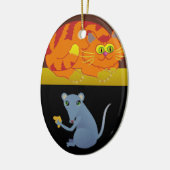 Katze und Maus Keramik Ornament (Links)