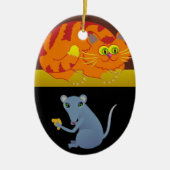 Katze und Maus Keramik Ornament (Vorne)