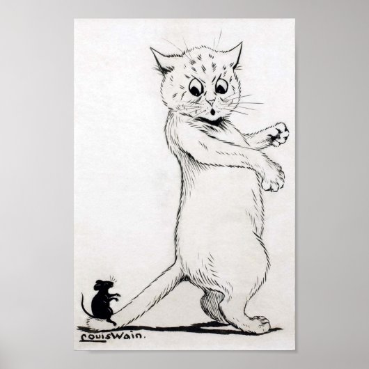 Katze und Maus, Louis Wain Poster (Vorne)