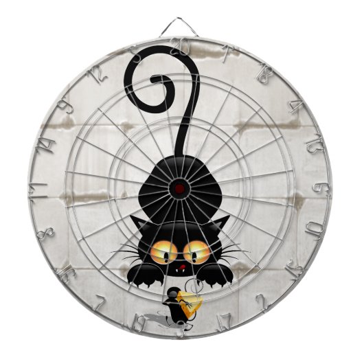 Katze und Maus mit Käse Fun Cartoon Charaktere Dartscheibe (vorne)