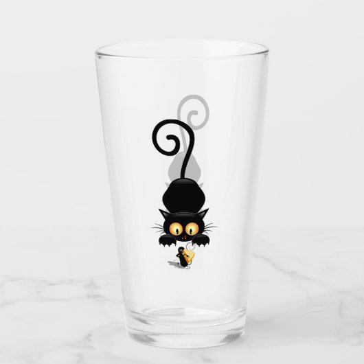 Katze und Maus mit Käse Fun Cartoon Charaktere Glas (Vorderseite)