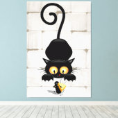 Katze und Maus mit Käse Fun Cartoon Charaktere Leinwanddruck (Insitu (Holzboden))