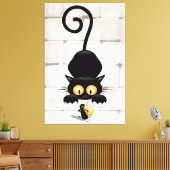 Katze und Maus mit Käse Fun Cartoon Charaktere Leinwanddruck (Insitu (Wohnzimmer))