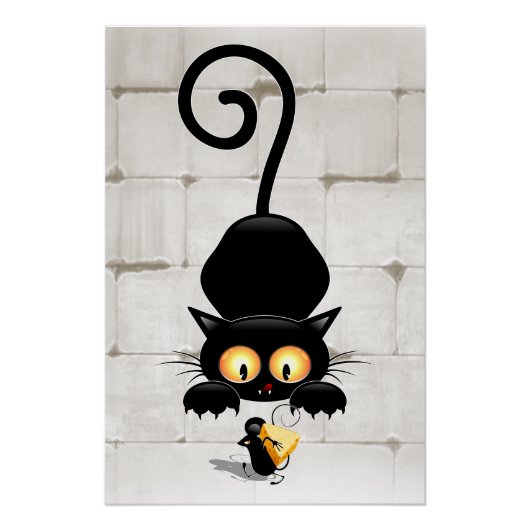 Katze und Maus mit Käse Fun Cartoon Charaktere Poster (Vorderseite)