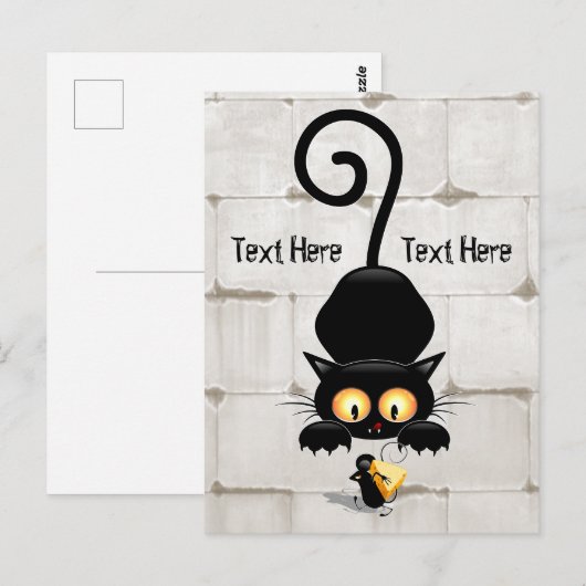 Katze und Maus mit Käse Fun Cartoon Charaktere Postkarte (Vorne/Hinten)