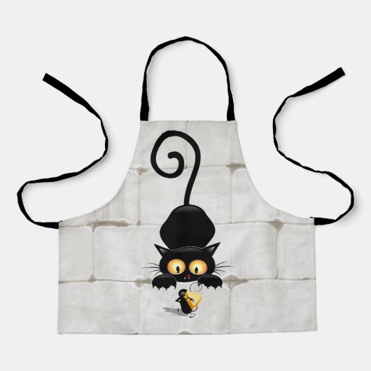 Katze und Maus mit Käse Fun Cartoon Charaktere Schürze (Vorderseite)