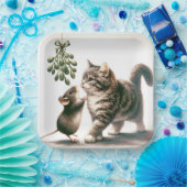 Katze und Maus mit Mistletoe Pappteller (Party)