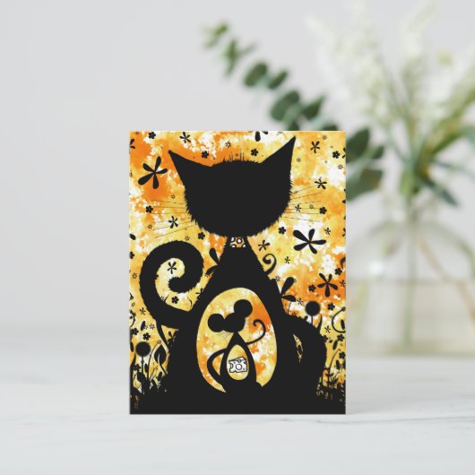 Katze und Maus Postkarte (Stehend Vorderseite)
