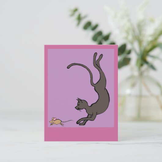 Katze und Maus Postkarte (Stehend Vorderseite)