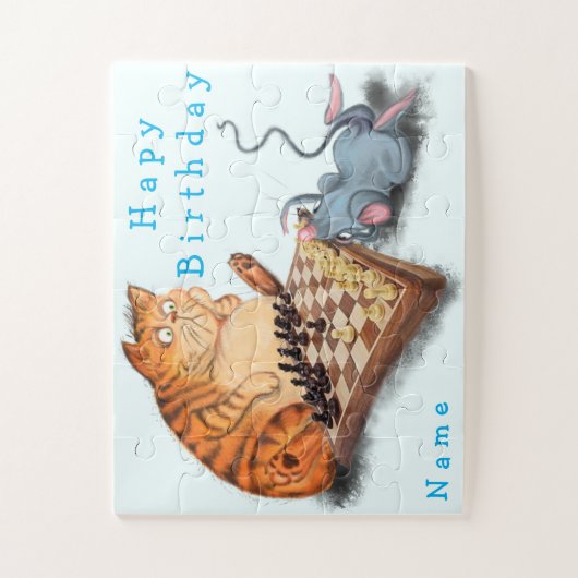 Katze und Maus Schach spielen - Name hinzufügen - Puzzle (Vertikal)