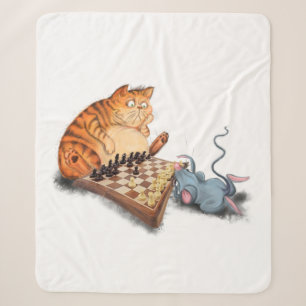 Katze und Maus spielen Schach Sherpa Blanket Sherpadecke