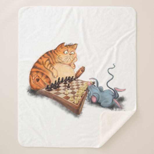 Katze und Maus spielen Schach Sherpa Blanket Sherpadecke (Vorderseite)