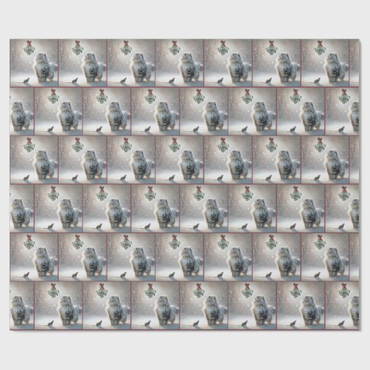 Katze und Maus unter Mistletoe Geschenkpapier (Flach)