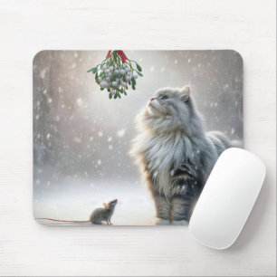 Katze und Maus unter Mistletoe Mousepad