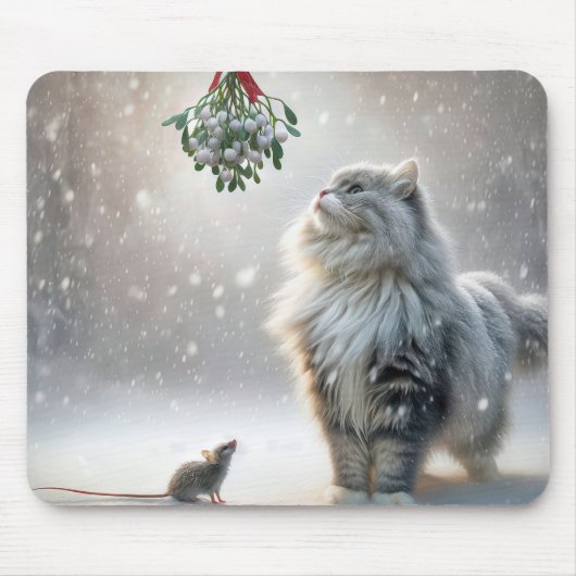 Katze und Maus unter Mistletoe Mousepad (Vorne)