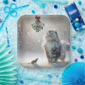 Katze und Maus unter Mistletoe Pappteller (Party)