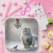 Katze und Maus unter Mistletoe Pappteller (Party)