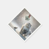 Katze und Maus unter Mistletoe Serviette (Ecke)