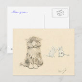 Katze und Mäuse Postkarte (Vorne/Hinten)