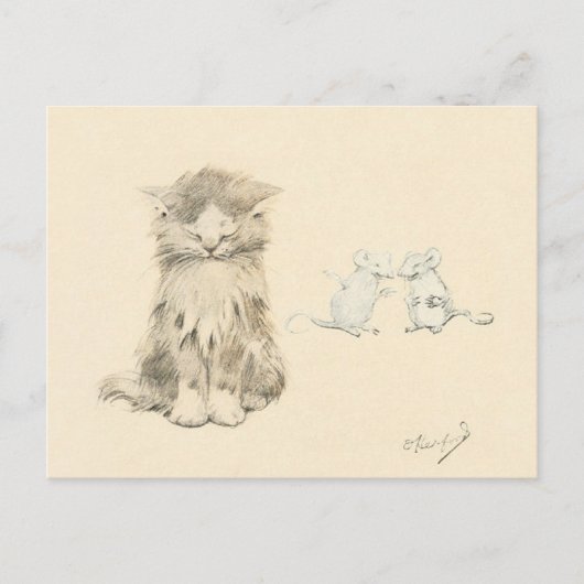 Katze und Mäuse Postkarte (Vorderseite)