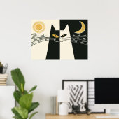 Katze und Mäuse Retro Vintage Poster (Heimbüro)