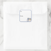 Katze und Menora-Aufkleber Quadratischer Aufkleber (Tasche)